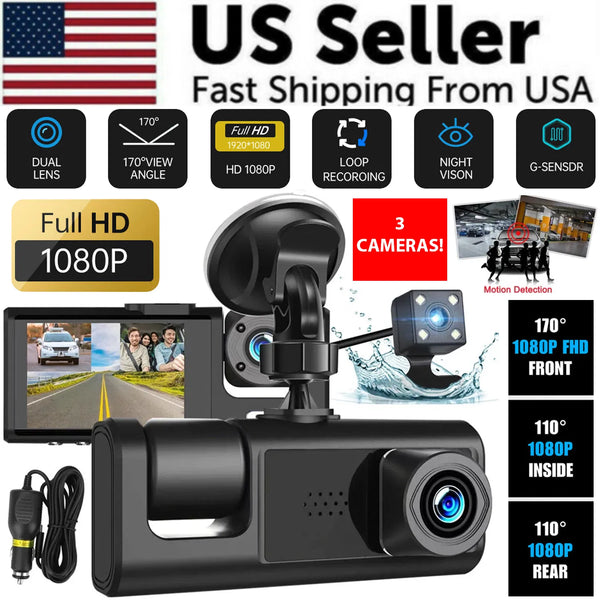Dashcam Double Caméra 1080P Avant & Intérieur — Capteur G & Vision Nocturne
