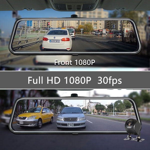 Rétroviseur Dashcam 10 Pouces — Écran Streaming Avant & Arrière