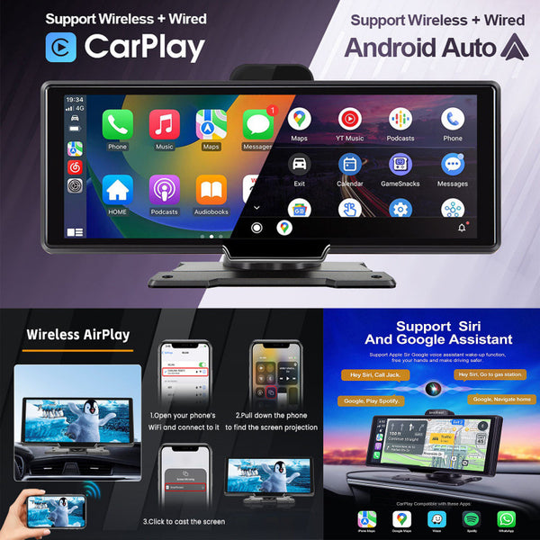 cran Connecté Tableau de Bord — CarPlay & Android Auto Sans Fil