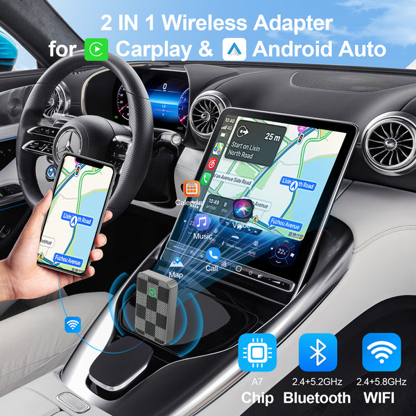 Adaptateur CarPlay & Android Auto Sans Fil 2-en-1 — Plug & Play